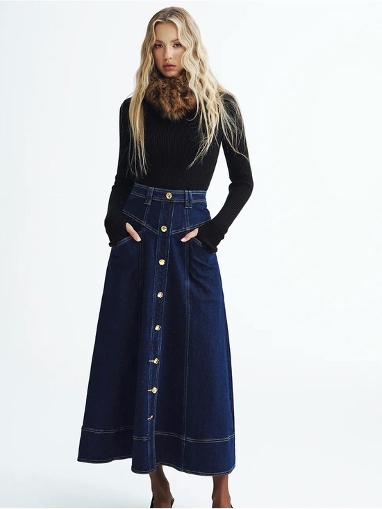 Commense Dresses & Skirts - Commense Maxi Denim Skirt with pockets